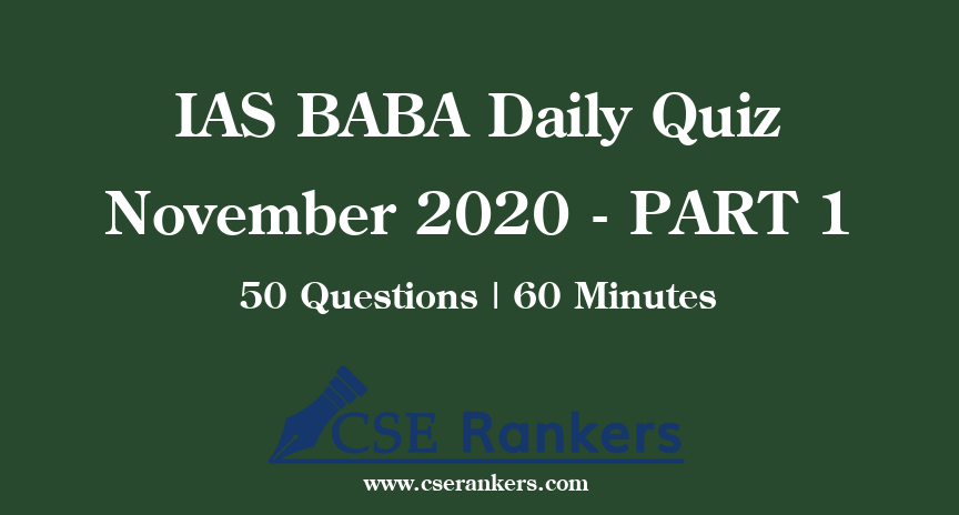 IAS BABA Daily Quiz November 2020 - PART 1