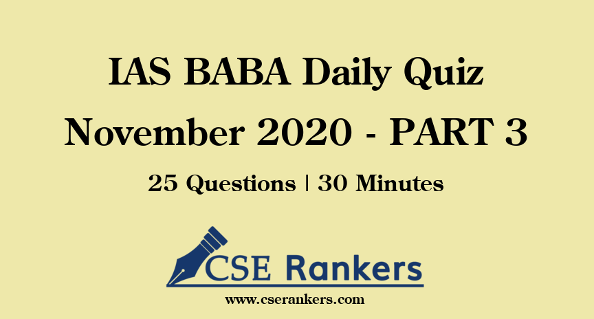 IAS BABA Daily Quiz November 2020 - PART 3
