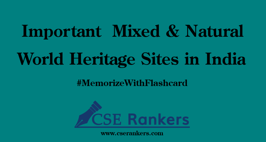 Important  Mixed & Natural World Heritage Sites in India